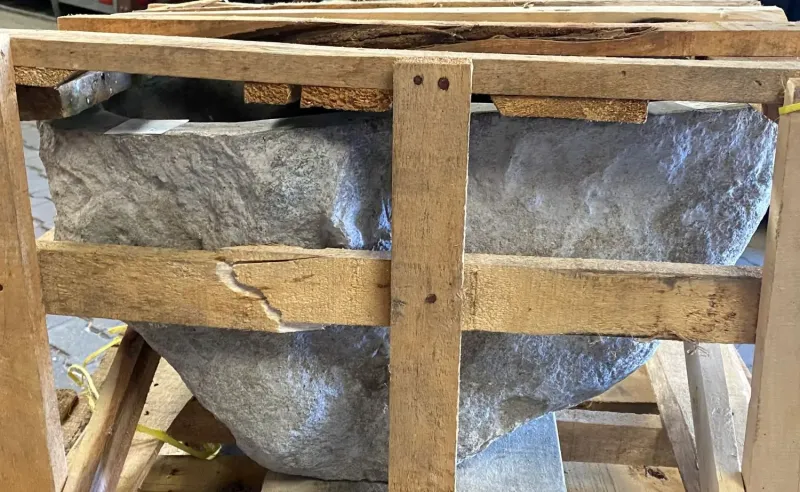 Water basin made of river stone. Model 8, approx. 55 x 55 x 15cm height. 